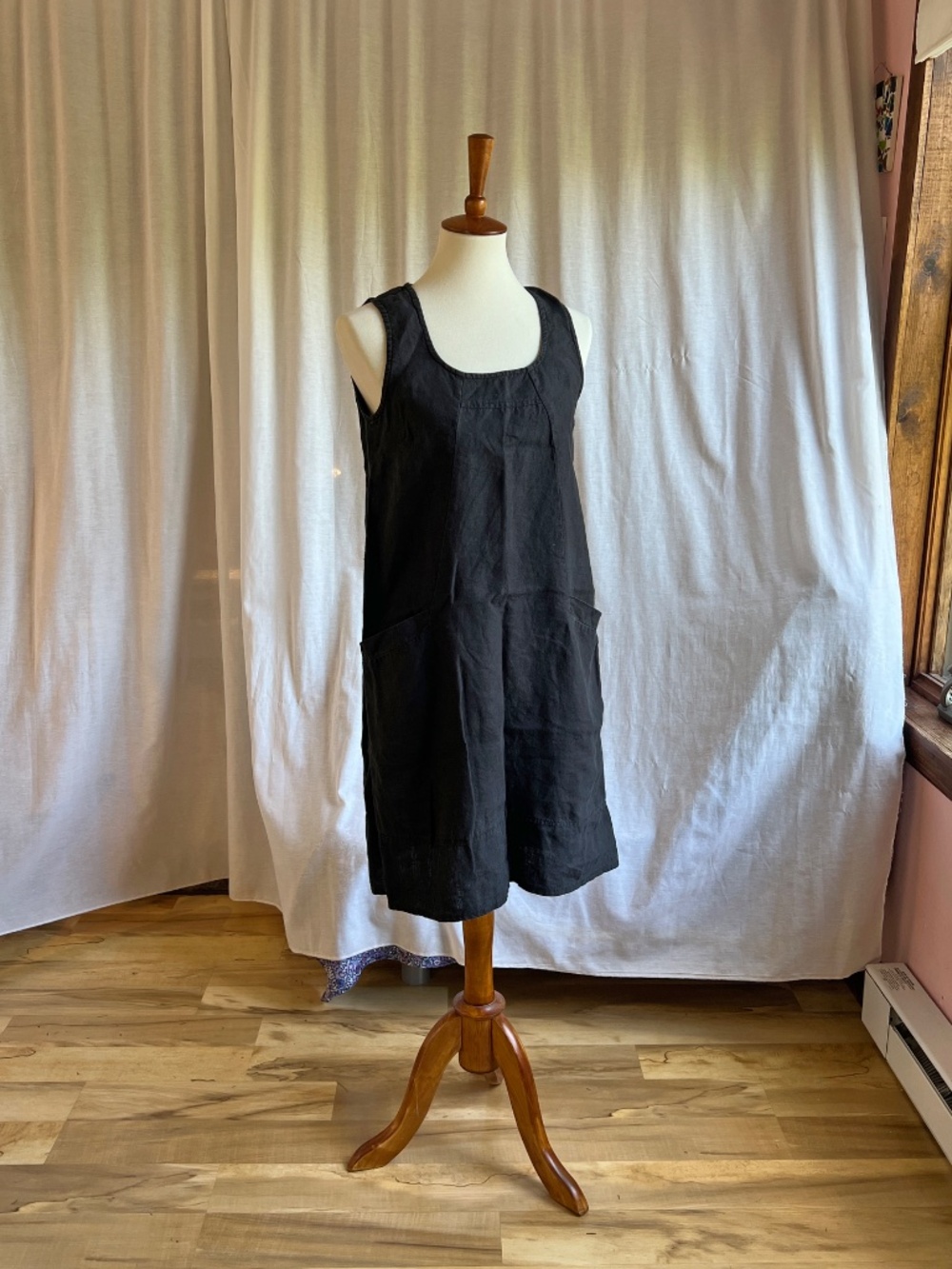 Eva|Tralala Black Sleeveless Linen Dress - Scoop Neck - Picture 2 of 7